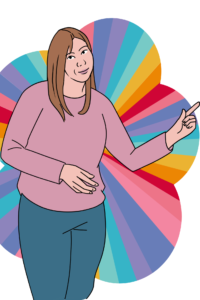 young woman pointing