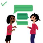 2 people having a conversation.