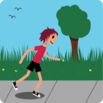 Boy on a skateboard.